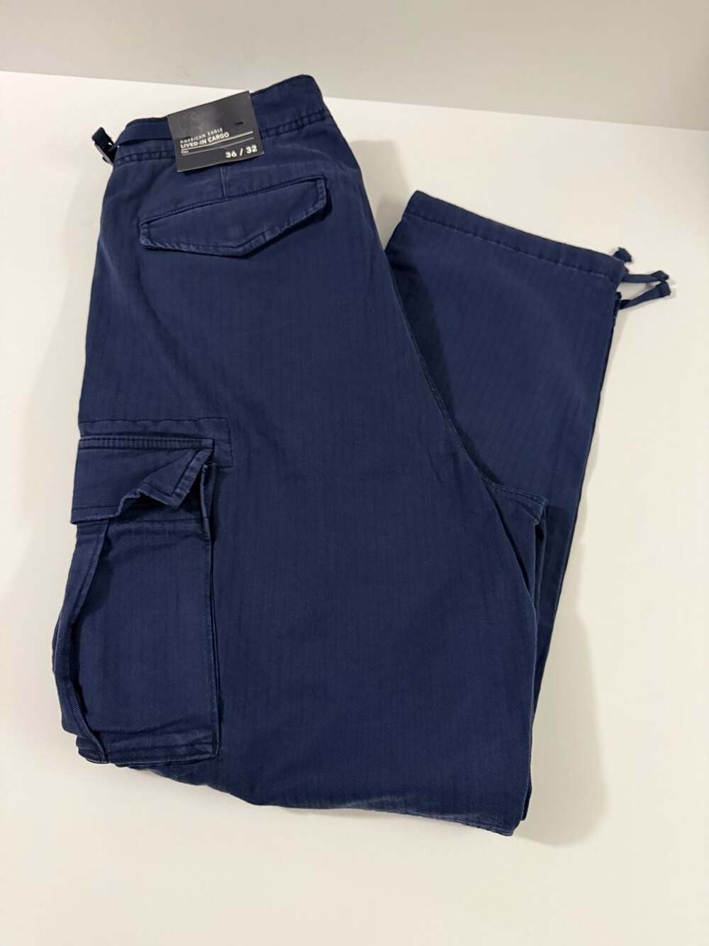 American Eagle Lived-In Cargo Pant Size 36/32 Navy Blue Flex